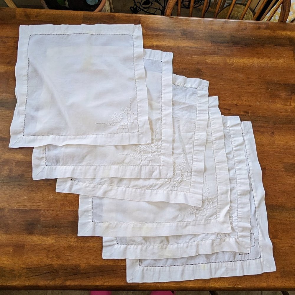 Vintage Linen Set- Placemats & Napkins (x6)